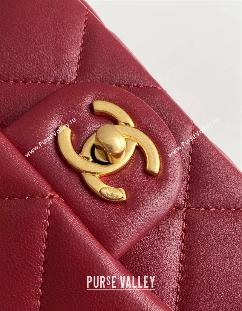 Chanel Lambskin Mini Flap Bag with CC Chain Burgundy 2024 AS5175 (yezi-241207067)