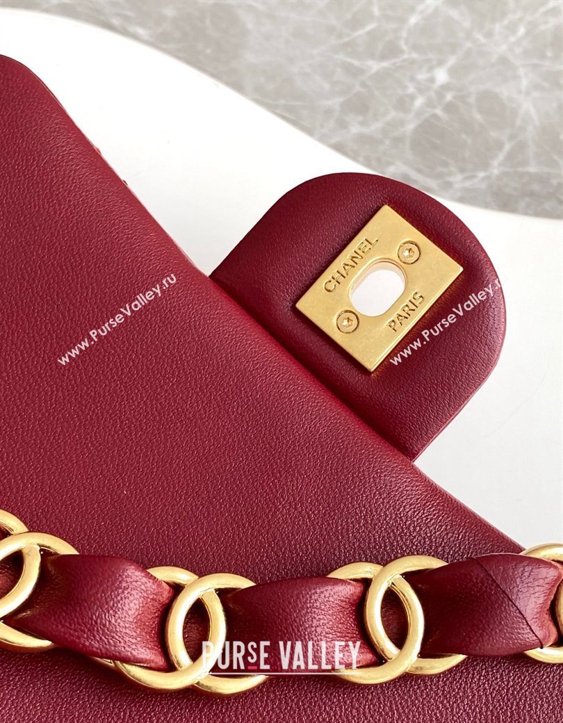 Chanel Lambskin Mini Flap Bag with CC Chain Burgundy 2024 AS5175 (yezi-241207067)