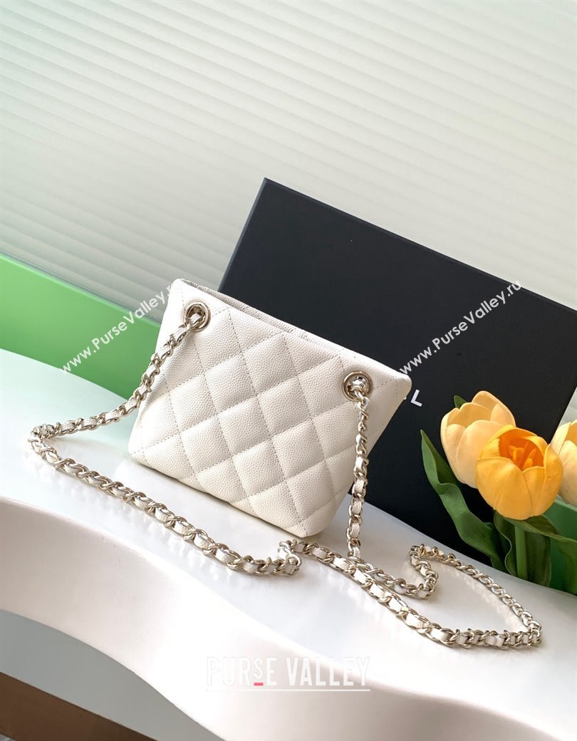 Chanel Grained Shiny Calfskin Classic Clutch with Chain AP4422 White 2024 (yezi-241207020)