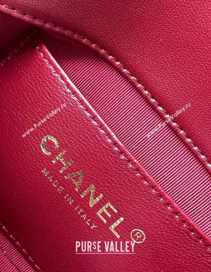 Chanel Lambskin Mini Flap Bag with CC Chain Burgundy 2024 AS5175 (yezi-241207067)