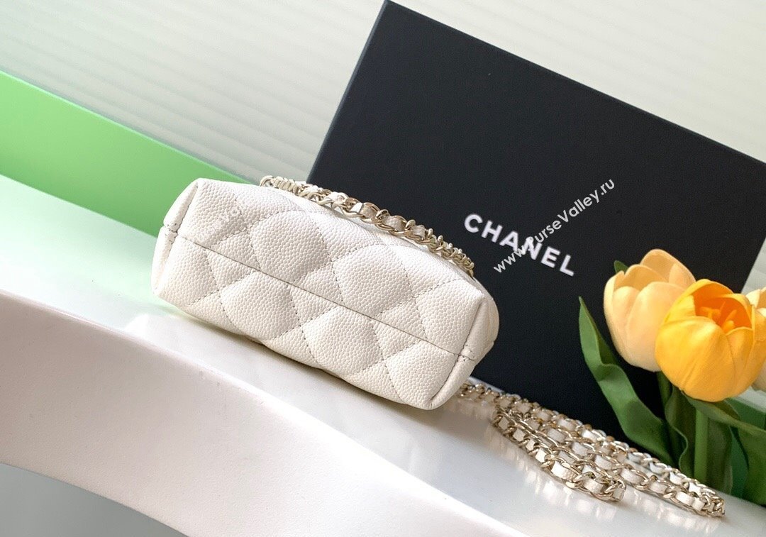 Chanel Grained Shiny Calfskin Classic Clutch with Chain AP4422 White 2024 (yezi-241207020)