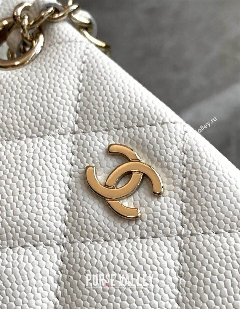 Chanel Grained Shiny Calfskin Classic Clutch with Chain AP4422 White 2024 (yezi-241207020)