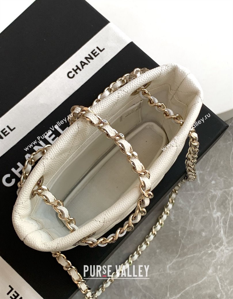 Chanel Grained Shiny Calfskin Classic Clutch with Chain AP4422 White 2024 (yezi-241207020)