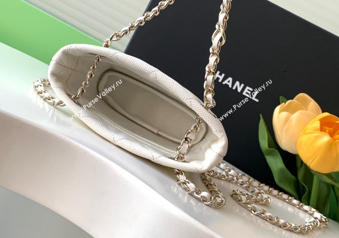 Chanel Grained Shiny Calfskin Classic Clutch with Chain AP4422 White 2024 (yezi-241207020)