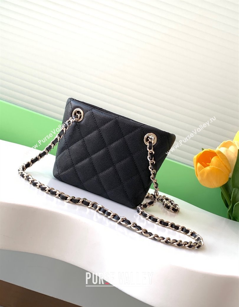 Chanel Grained Shiny Calfskin Classic Clutch with Chain AP4422 Black 2024 (yezi-241207021)