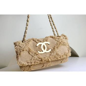 Chanel Vintage Fringe Quilted Flax Flap bag Beige 2024 P988801 (yezi-241207022)