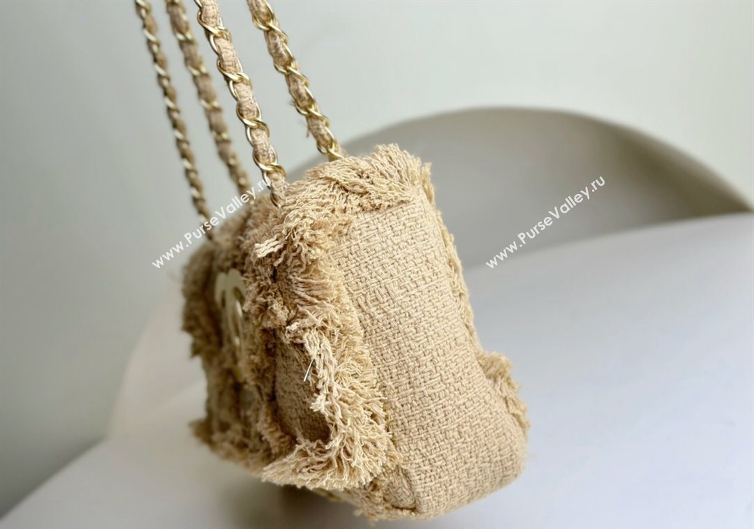 Chanel Vintage Fringe Quilted Flax Flap bag Beige 2024 P988801 (yezi-241207022)