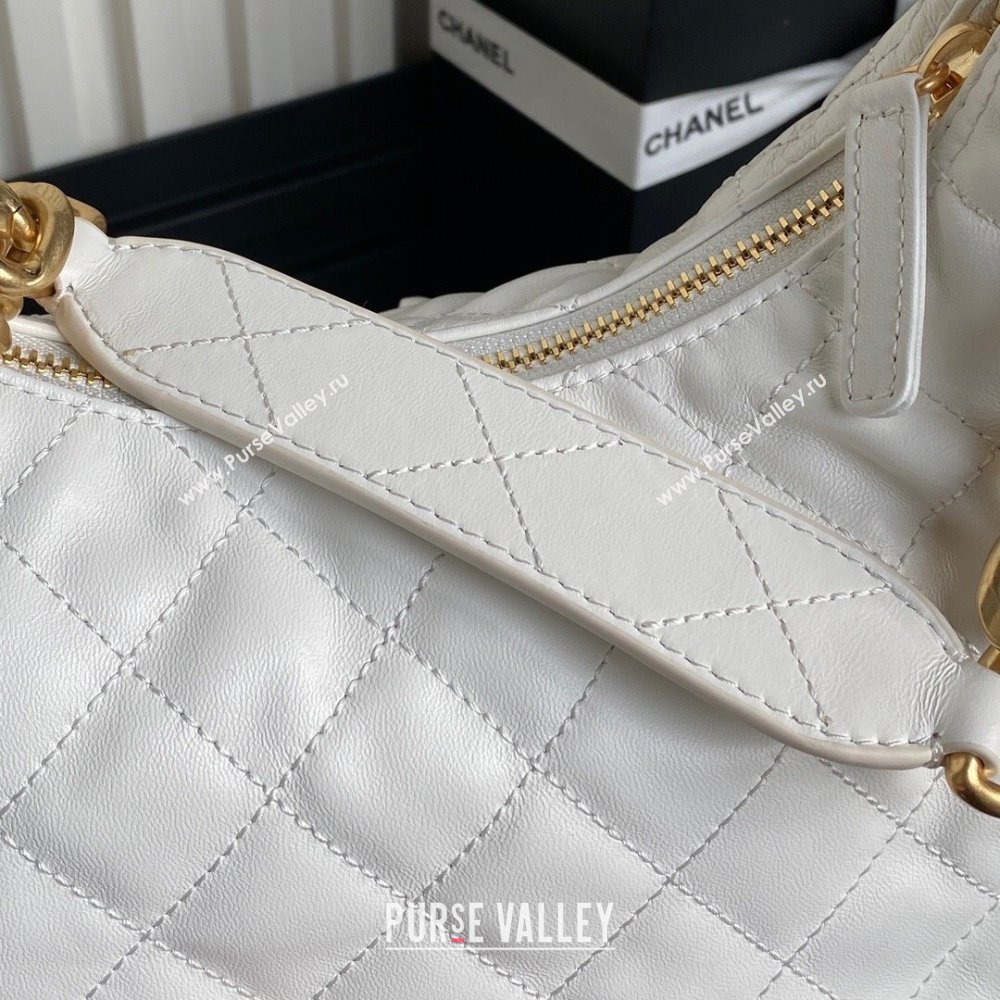 Chanel Shiny Lambskin Large Hobo Bag AS5339 White 2024 1206 (yezi-241206002)