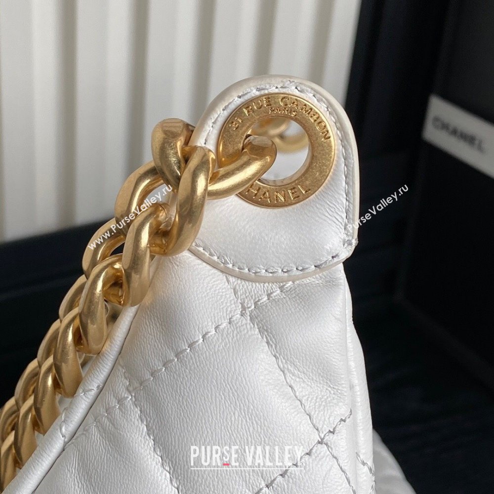 Chanel Shiny Lambskin Large Hobo Bag AS5339 White 2024 1206 (yezi-241206002)