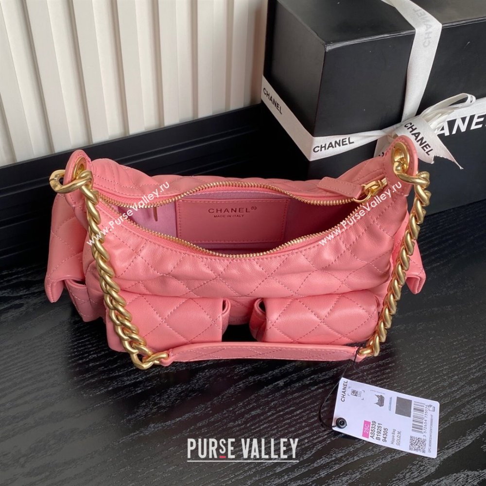 Chanel Shiny Lambskin Large Hobo Bag AS5339 Pink2 2024 1206 (yezi-241206003)