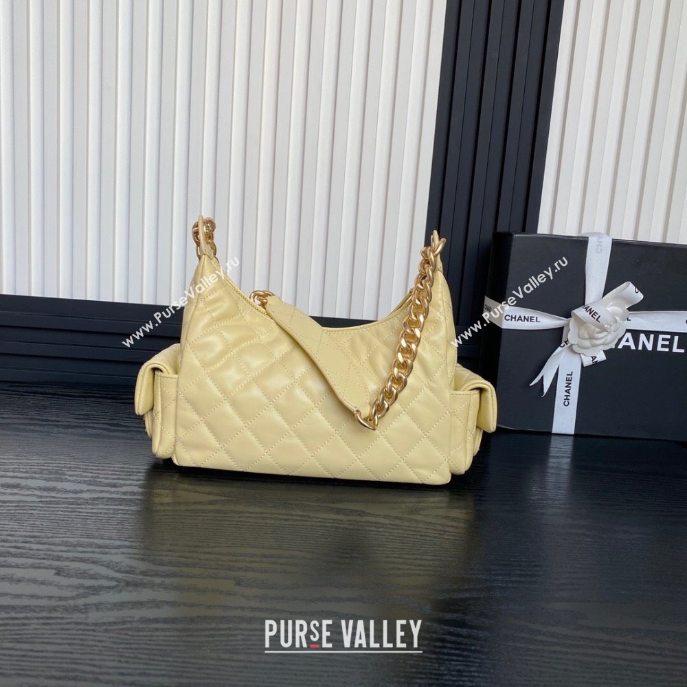 Chanel Shiny Lambskin Large Hobo Bag AS5339 Yellow 2024 1206 (yezi-241206005)