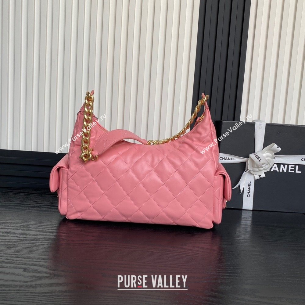 Chanel Shiny Lambskin Maxi Hobo Bag AS5302 Pink2 2024 1206 (yezi-241206011)