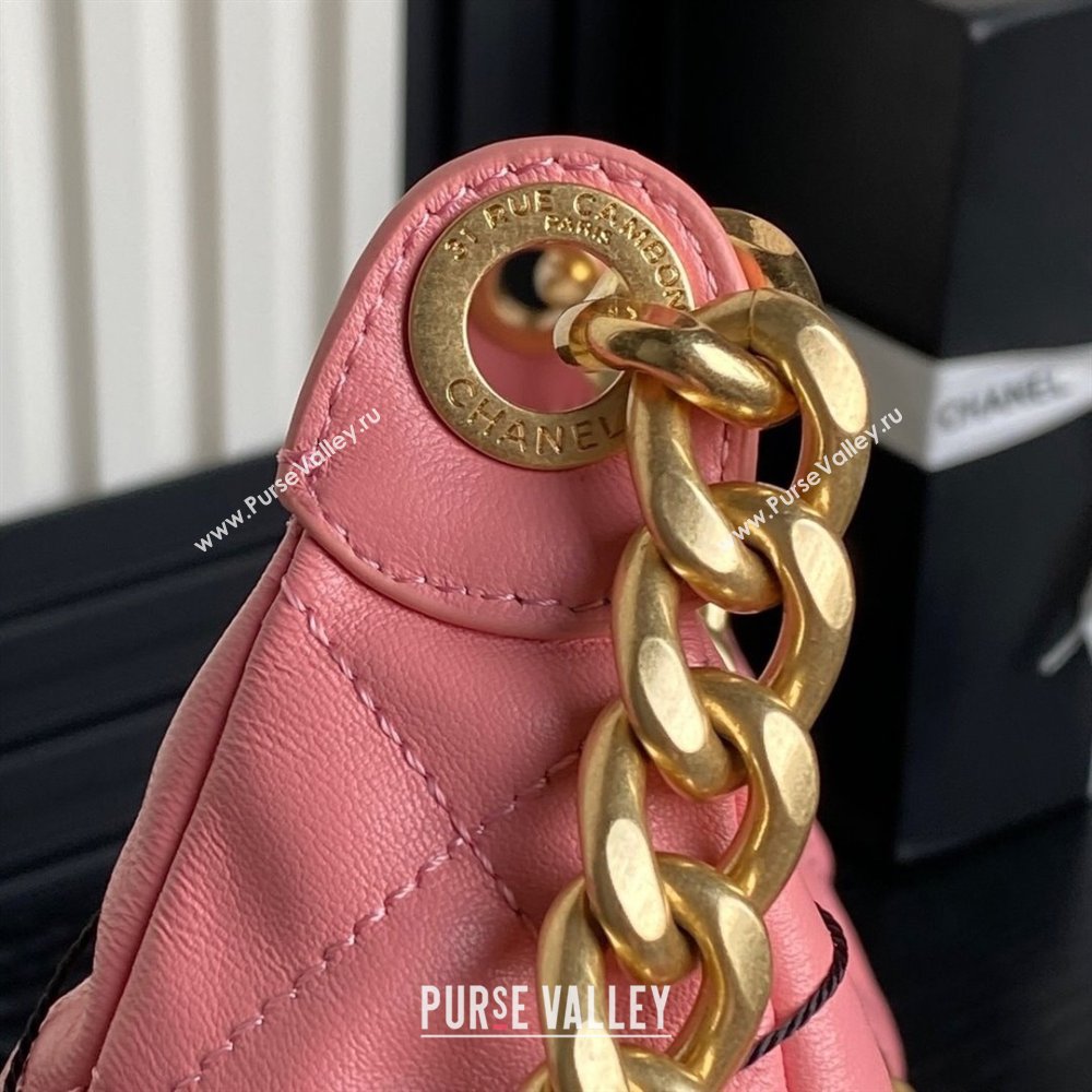 Chanel Shiny Lambskin Maxi Hobo Bag AS5302 Pink2 2024 1206 (yezi-241206011)