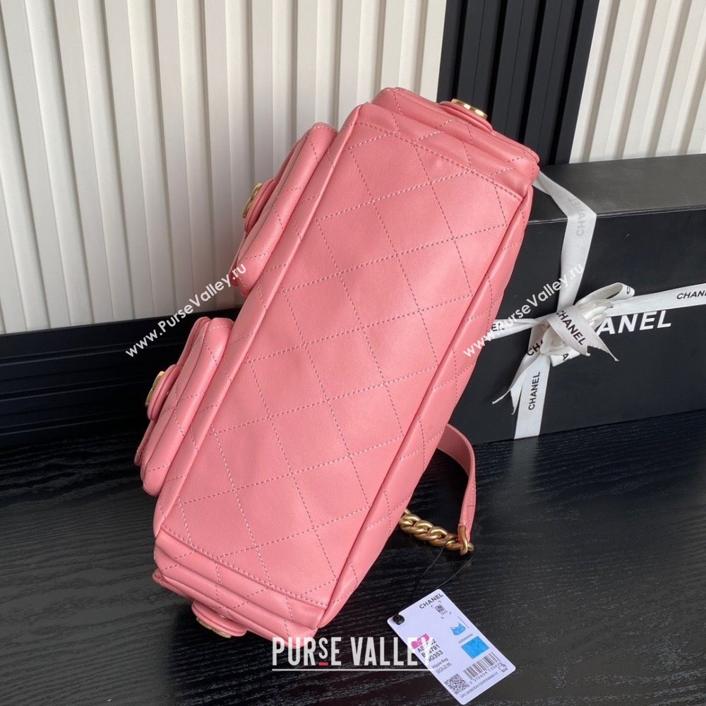 Chanel Shiny Lambskin Maxi Hobo Bag AS5302 Pink2 2024 1206 (yezi-241206011)