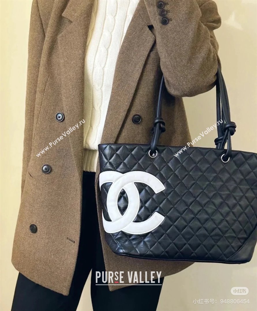 Chanel Quilted Calfskin Shopping bag with Maxi CC A8018 Black 2024 (yezi-241206050)