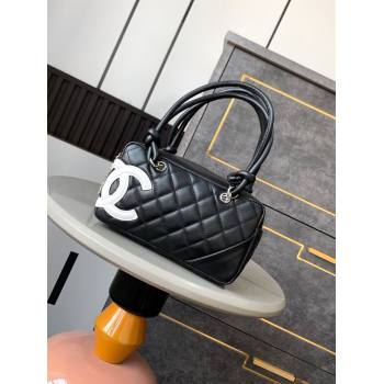 Chanel Quilted Calfskin Bowling bag with Maxi CC A6329 Black/White 2024 (yezi-241206053)