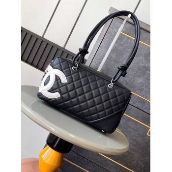 Chanel Quilted Leather Bowling bag with Maxi CC A6329 Black/White 2024 (yezi-241206056)