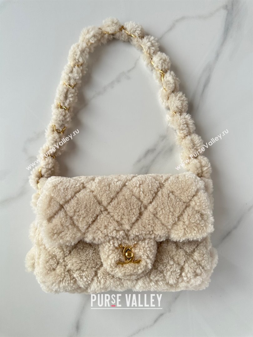 Chanel Shearling Small Flap Bag with CC Chain Beige 2024 AS5174 (yezi-241207056)