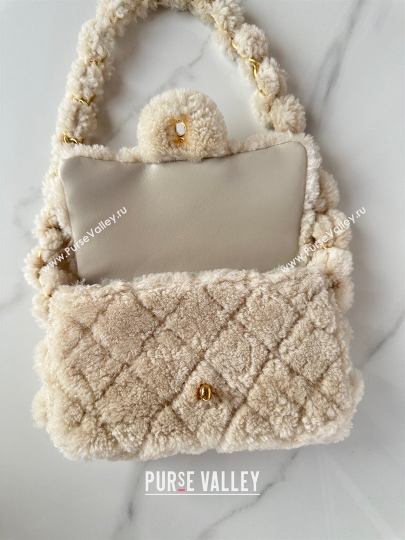 Chanel Shearling Small Flap Bag with CC Chain Beige 2024 AS5174 (yezi-241207056)