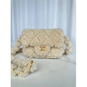 Chanel Shearling Mini Flap Bag with CC Chain Beige 2024 AS5175 (yezi-241207058)