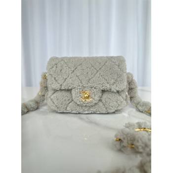 Chanel Shearling Mini Flap Bag with CC Chain Grey 2024 AS5175 (yezi-241207059)