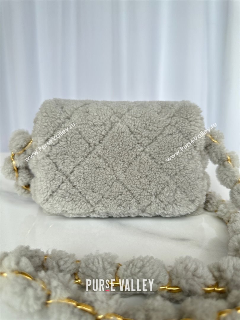 Chanel Shearling Mini Flap Bag with CC Chain Grey 2024 AS5175 (yezi-241207059)