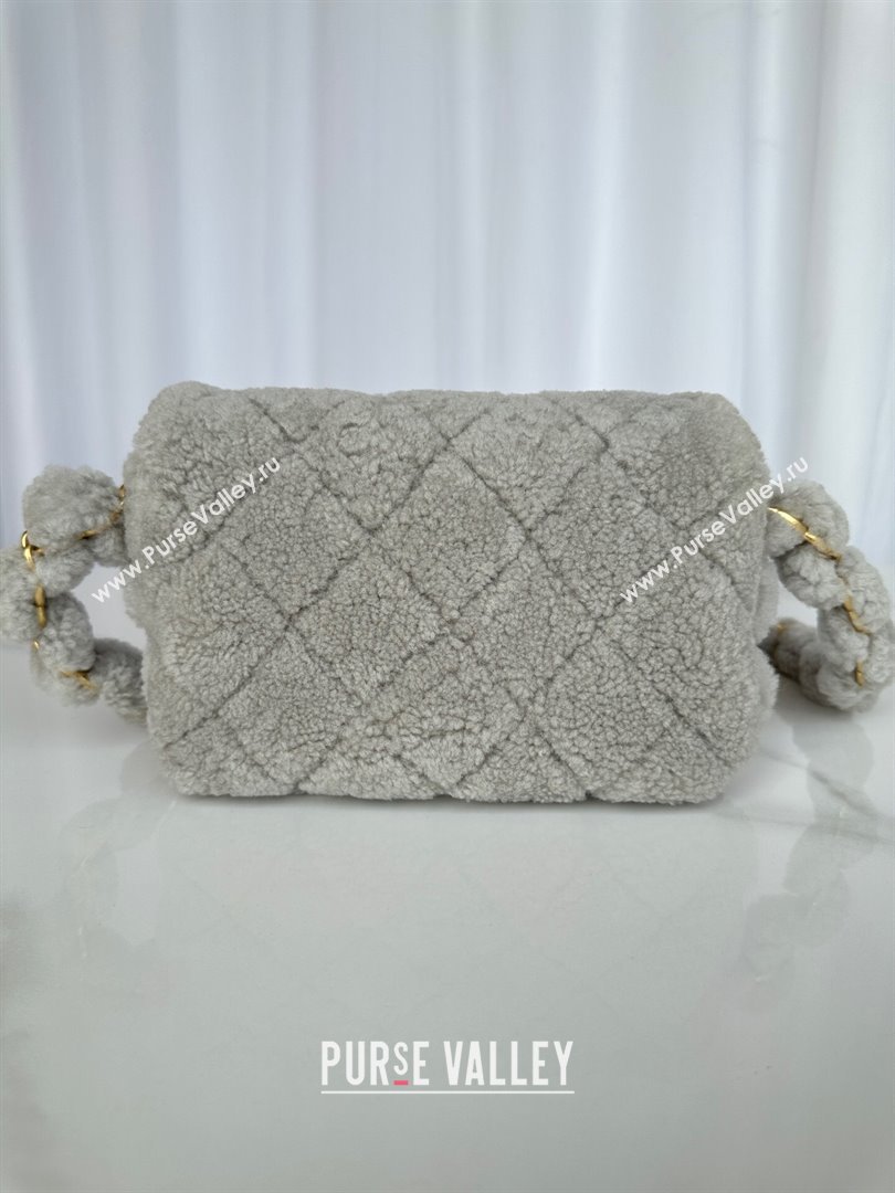 Chanel Shearling Small Flap Bag with CC Chain Grey 2024 AS5174 (yezi-241207055)