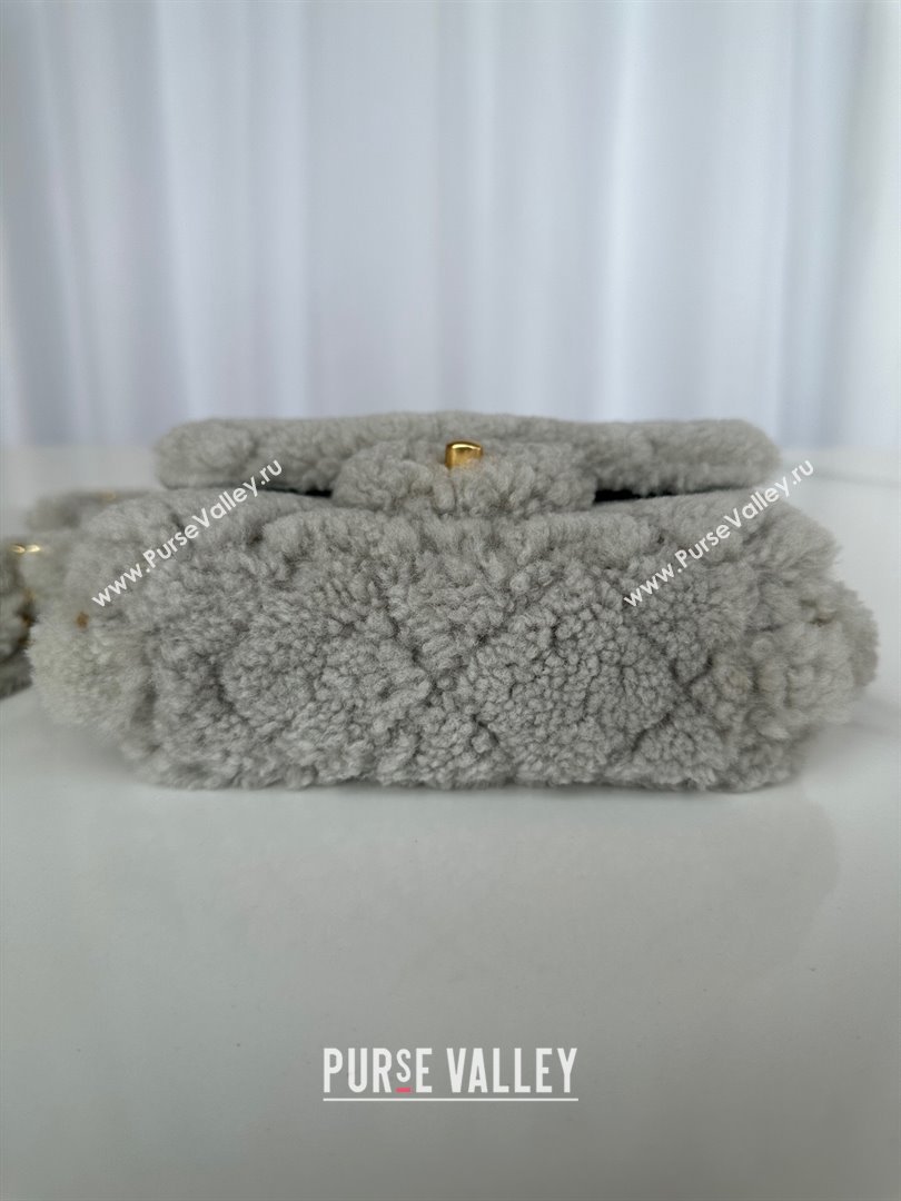 Chanel Shearling Mini Flap Bag with CC Chain Grey 2024 AS5175 (yezi-241207059)