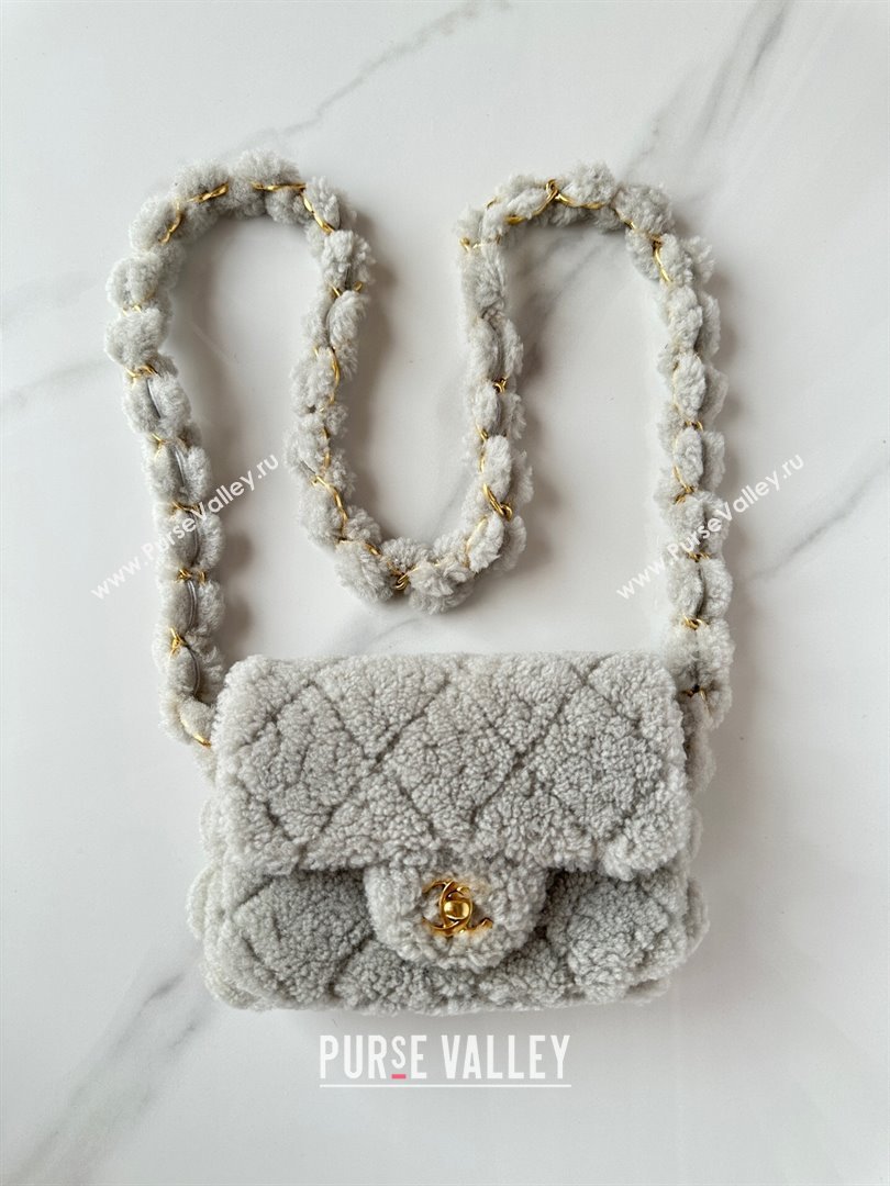 Chanel Shearling Mini Flap Bag with CC Chain Grey 2024 AS5175 (yezi-241207059)