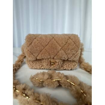 Chanel Shearling Mini Flap Bag with CC Chain Brown 2024 AS5175 (yezi-241207060)