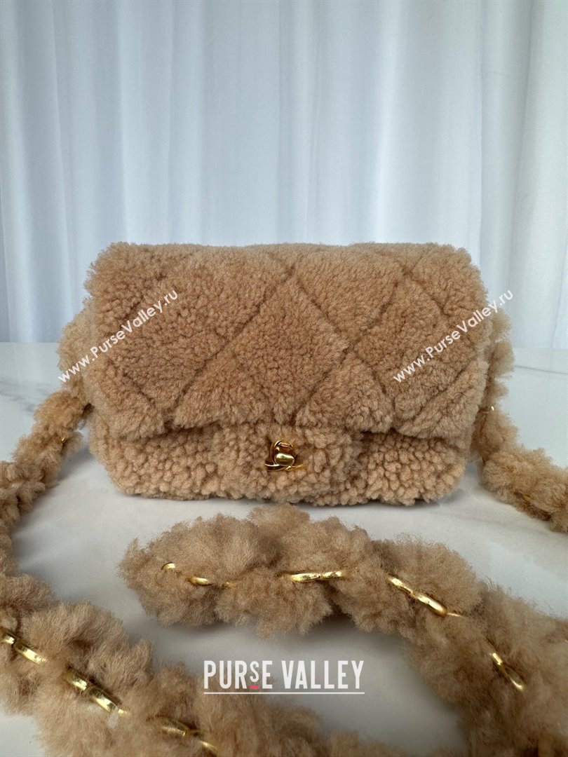 Chanel Shearling Mini Flap Bag with CC Chain Brown 2024 AS5175 (yezi-241207060)