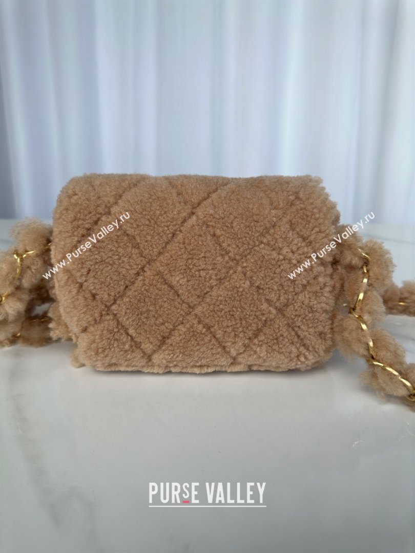 Chanel Shearling Mini Flap Bag with CC Chain Brown 2024 AS5175 (yezi-241207060)