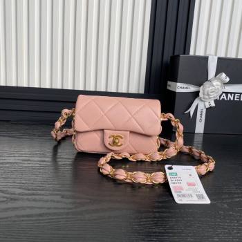 Chanel Lambskin Mini Flap Bag with CC Chain Light Pink 2024 AS5175 (yezi-241207061)