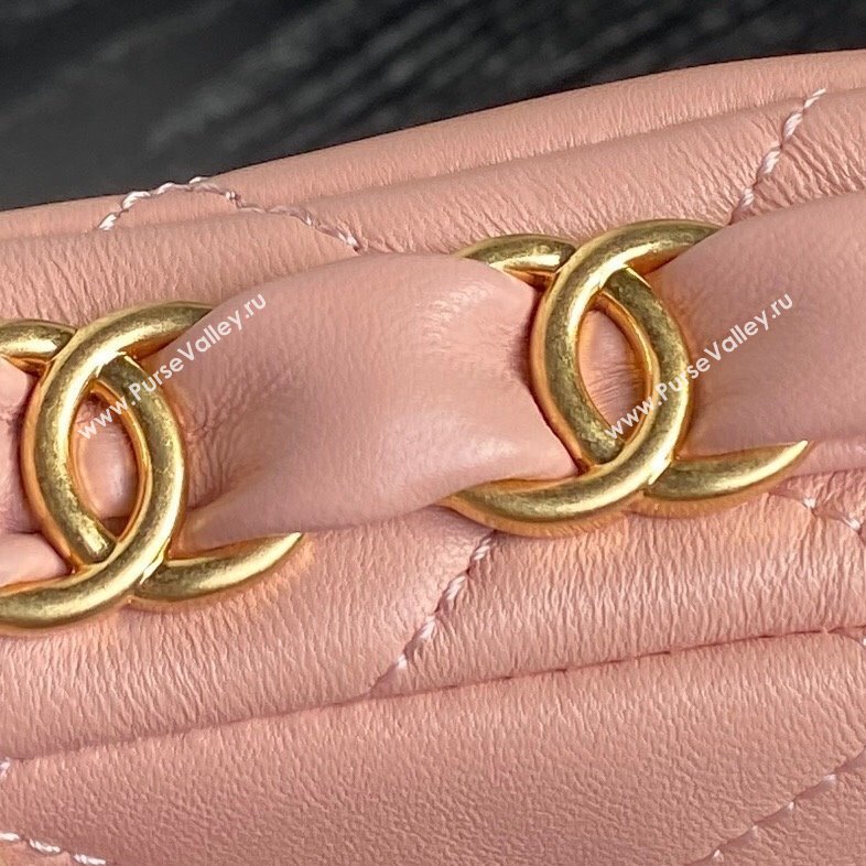 Chanel Lambskin Mini Flap Bag with CC Chain Light Pink 2024 AS5175 (yezi-241207061)