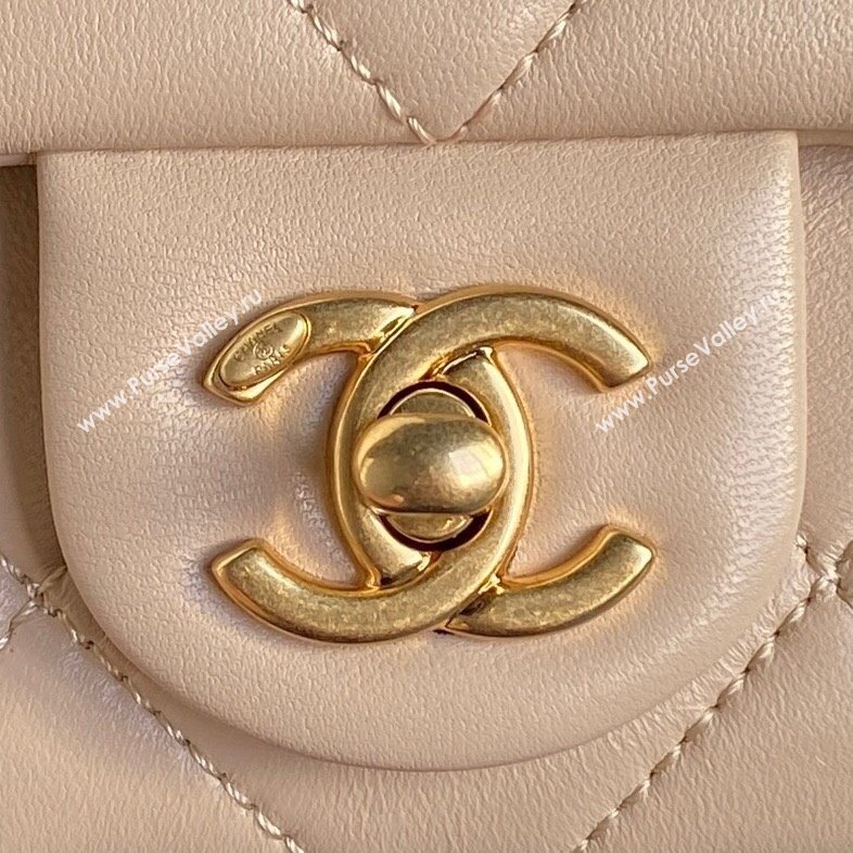 Chanel Lambskin Mini Flap Bag with CC Chain Beige 2024 AS5175 (yezi-241207062)