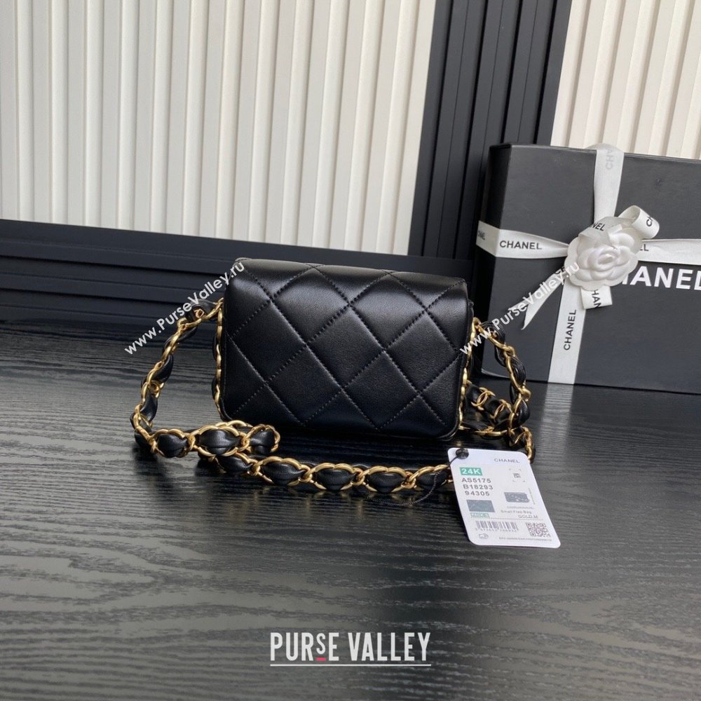 Chanel Lambskin Mini Flap Bag with CC Chain Black 2024 AS5175 (yezi-241207063)