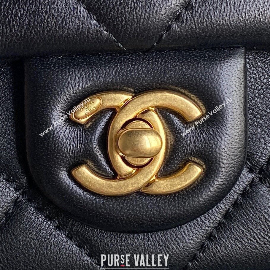 Chanel Lambskin Mini Flap Bag with CC Chain Black 2024 AS5175 (yezi-241207063)