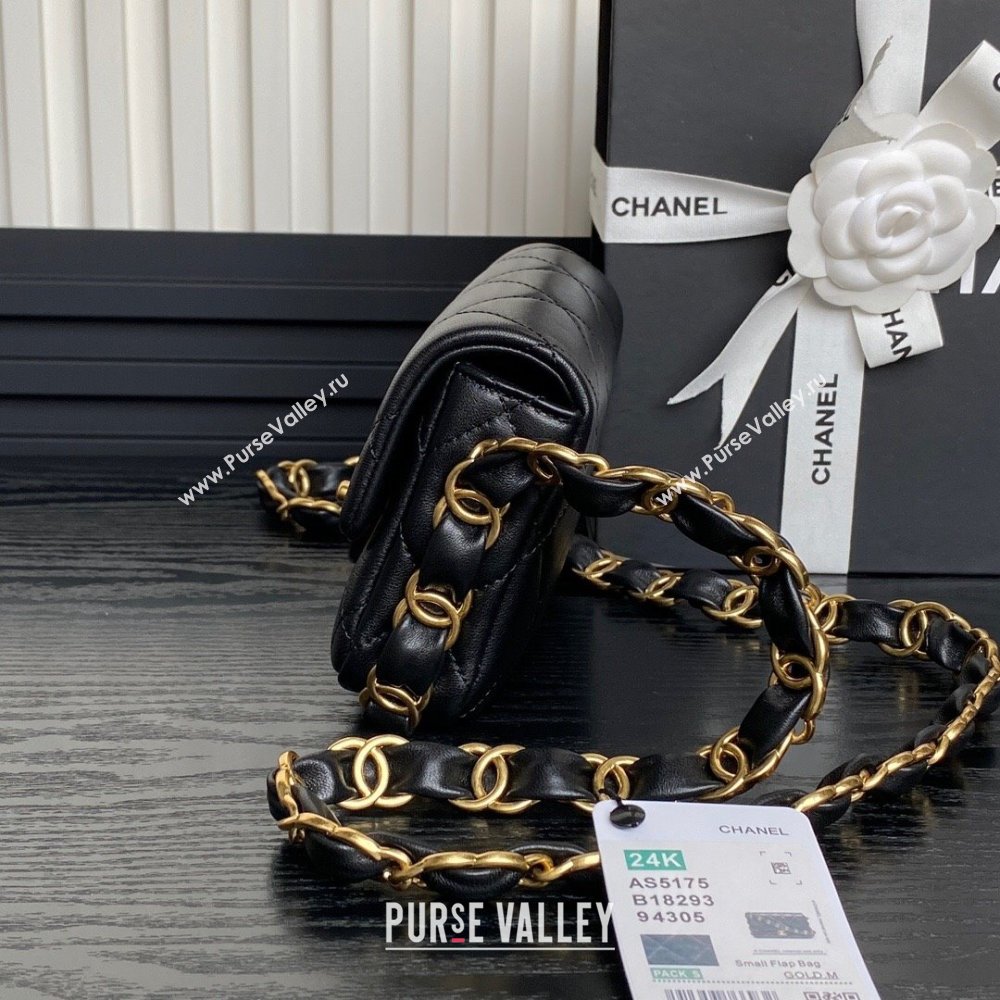 Chanel Lambskin Mini Flap Bag with CC Chain Black 2024 AS5175 (yezi-241207063)