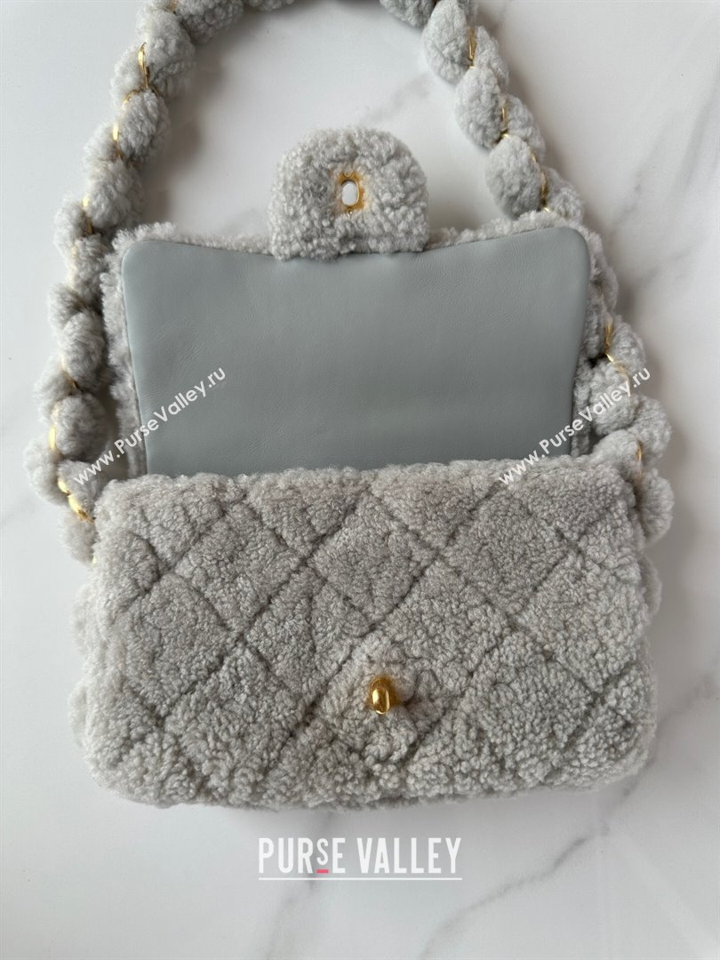 Chanel Shearling Small Flap Bag with CC Chain Grey 2024 AS5174 (yezi-241207055)