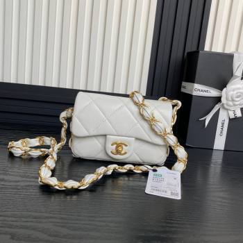 Chanel Lambskin Mini Flap Bag with CC Chain White 2024 AS5175 (yezi-241207064)