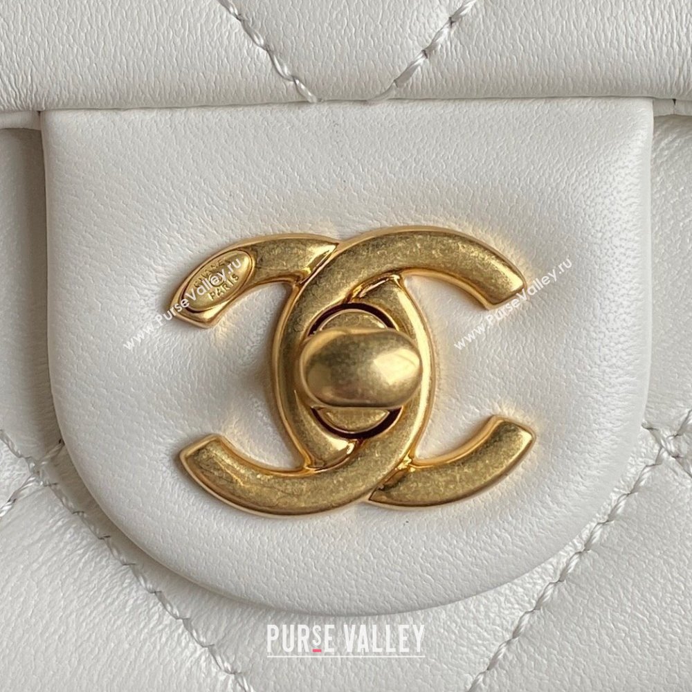 Chanel Lambskin Mini Flap Bag with CC Chain White 2024 AS5175 (yezi-241207064)