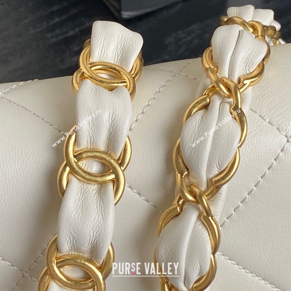 Chanel Lambskin Mini Flap Bag with CC Chain White 2024 AS5175 (yezi-241207064)