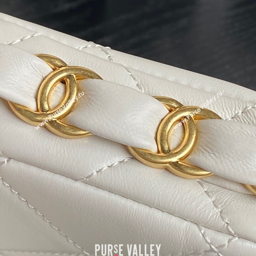 Chanel Lambskin Mini Flap Bag with CC Chain White 2024 AS5175 (yezi-241207064)