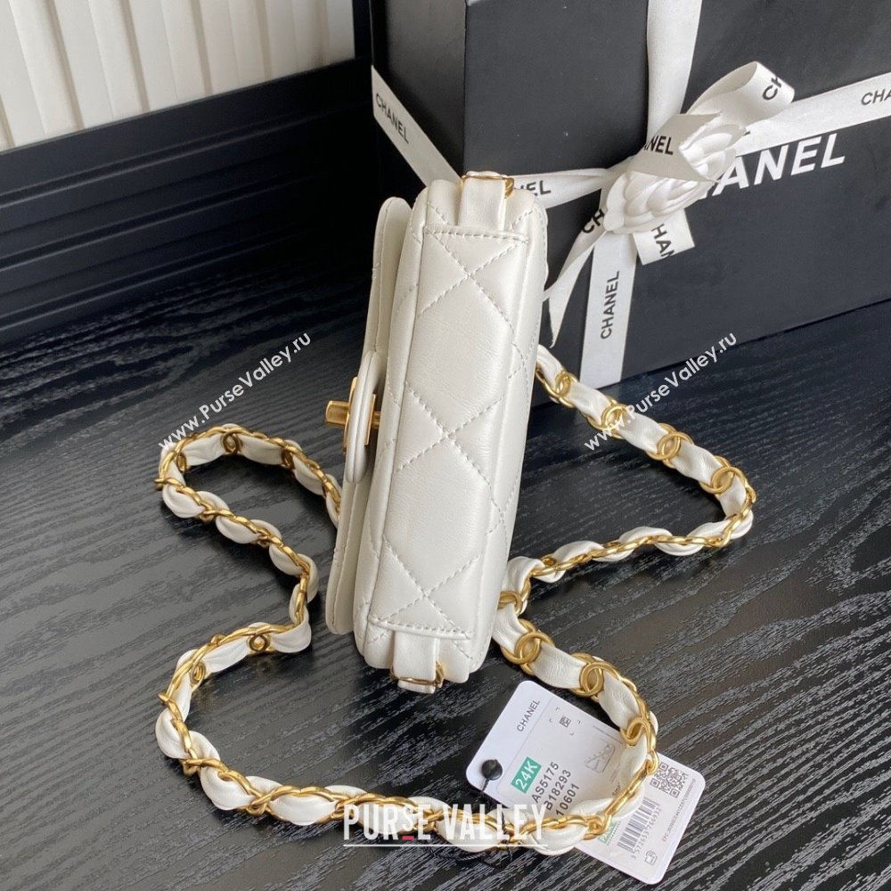 Chanel Lambskin Mini Flap Bag with CC Chain White 2024 AS5175 (yezi-241207064)