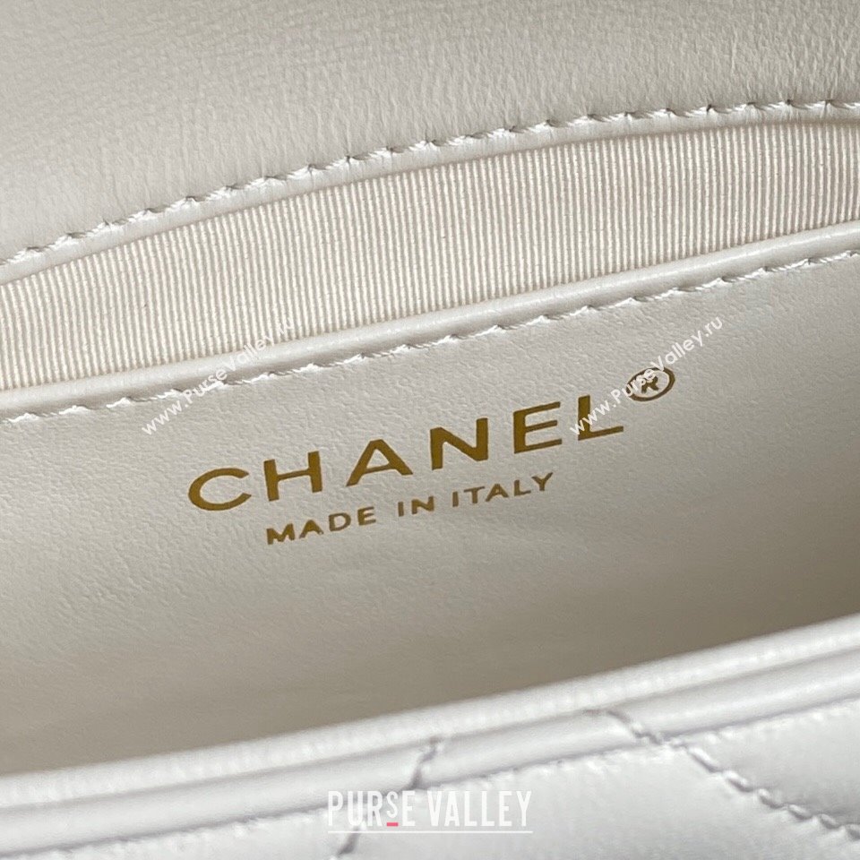 Chanel Lambskin Mini Flap Bag with CC Chain White 2024 AS5175 (yezi-241207064)