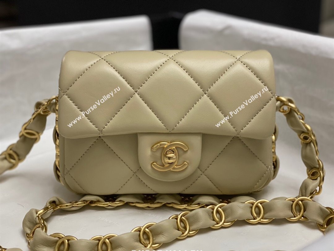 Chanel Lambskin Mini Flap Bag with CC Chain Dusty Green 2024 AS5175 (yezi-241207065)