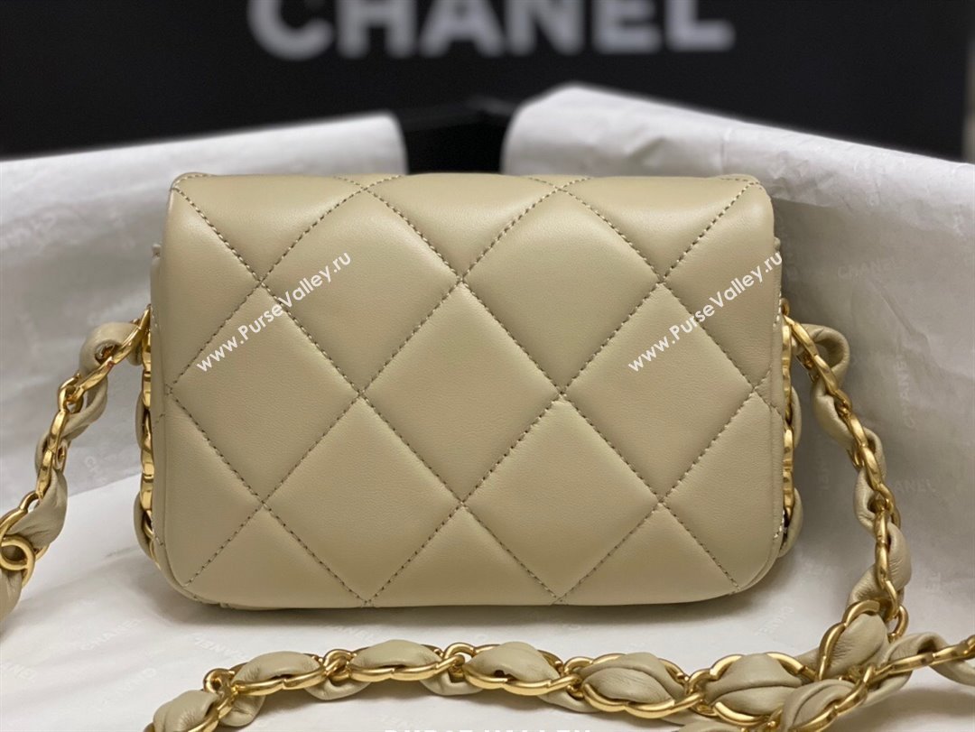 Chanel Lambskin Mini Flap Bag with CC Chain Dusty Green 2024 AS5175 (yezi-241207065)