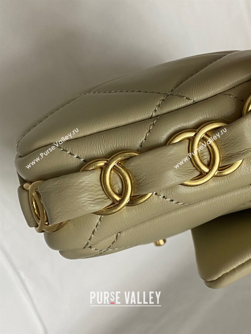 Chanel Lambskin Mini Flap Bag with CC Chain Dusty Green 2024 AS5175 (yezi-241207065)