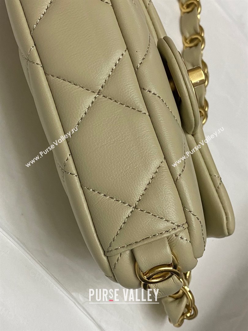 Chanel Lambskin Mini Flap Bag with CC Chain Dusty Green 2024 AS5175 (yezi-241207065)