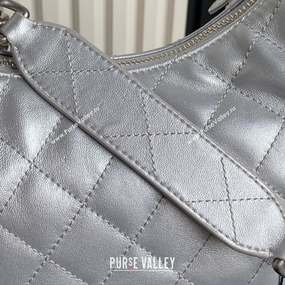 Chanel Shiny Lambskin Large Hobo Bag AS5339 Silver 2024 1206 (yezi-241207070)